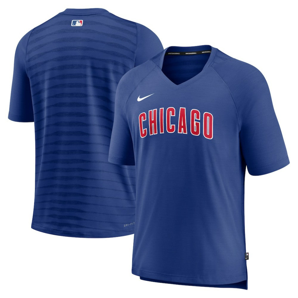 Chicago Cubs Authentic Collection Pregame Raglan Performance V-Neck T-Shirt Royal