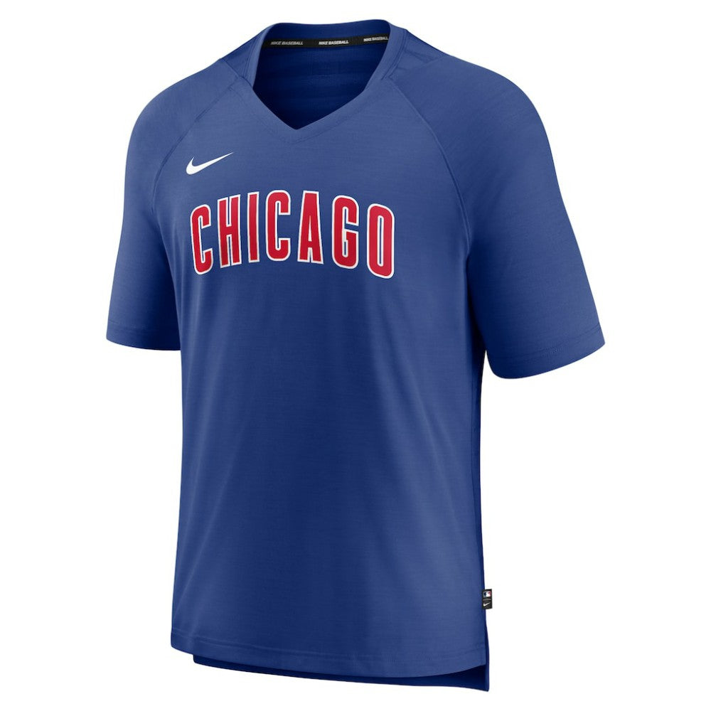 Chicago Cubs Authentic Collection Pregame Raglan Performance V-Neck T-Shirt Royal