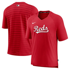 Cincinnati Reds Authentic Collection Pregame Raglan Performance V-Neck T-Shirt Red