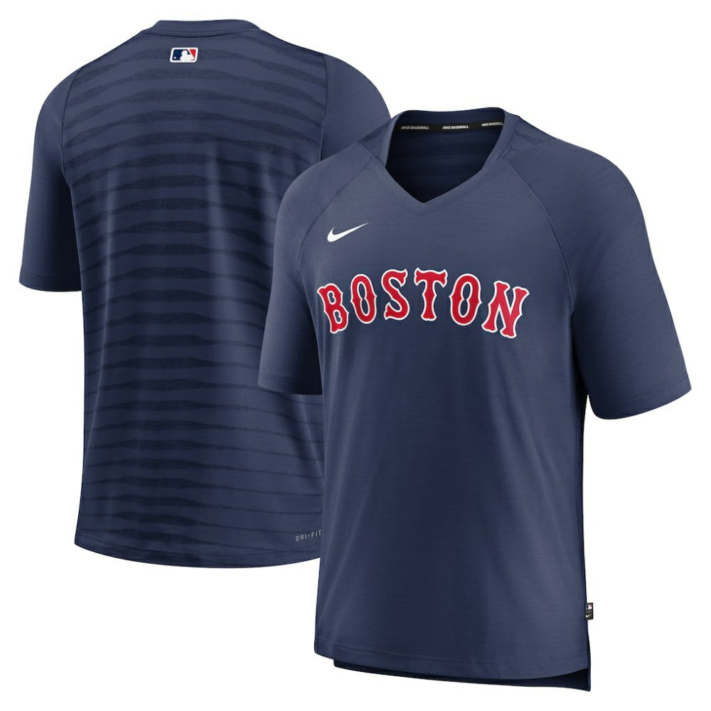 Boston Red Sox Authentic Collection Pregame Raglan Performance V-Neck T-Shirt Navy