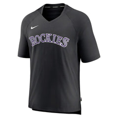 Colorado Rockies Authentic Collection Pregame Raglan Performance V-Neck T-Shirt Black