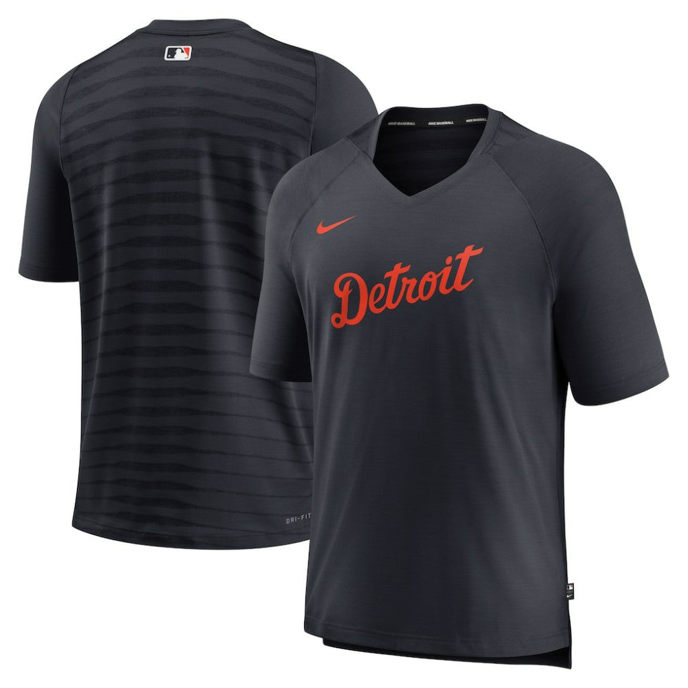 Detroit Tigers Authentic Collection Pregame Raglan Performance V-Neck T-Shirt Navy