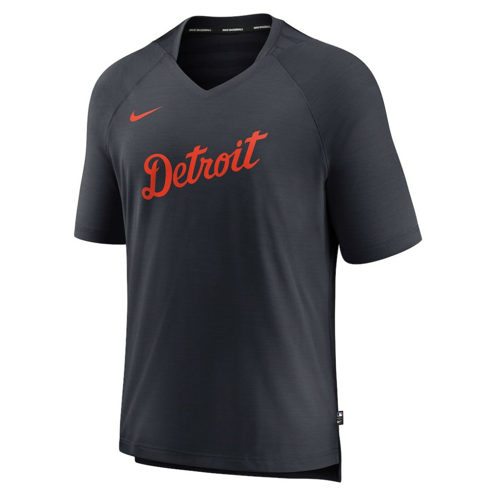 Detroit Tigers Authentic Collection Pregame Raglan Performance V-Neck T-Shirt Navy