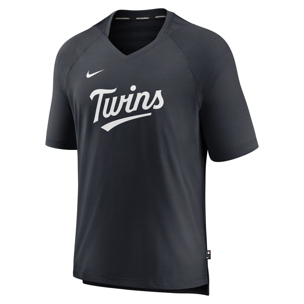 Minnesota Twins Authentic Collection Pregame Raglan Performance V-Neck T-Shirt Navy