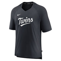 Minnesota Twins Authentic Collection Pregame Raglan Performance V-Neck T-Shirt Navy