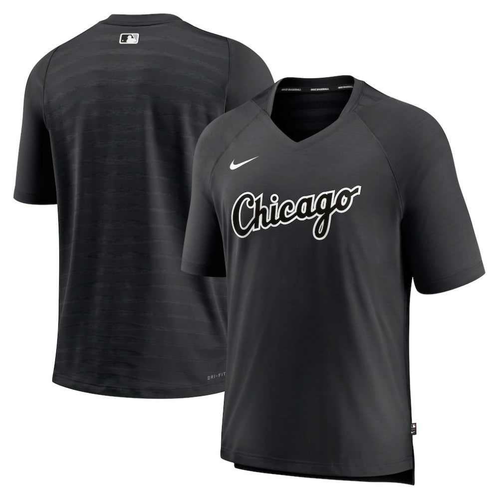 Chicago White Sox Authentic Collection Pregame Raglan Performance V-Neck T-Shirt Black