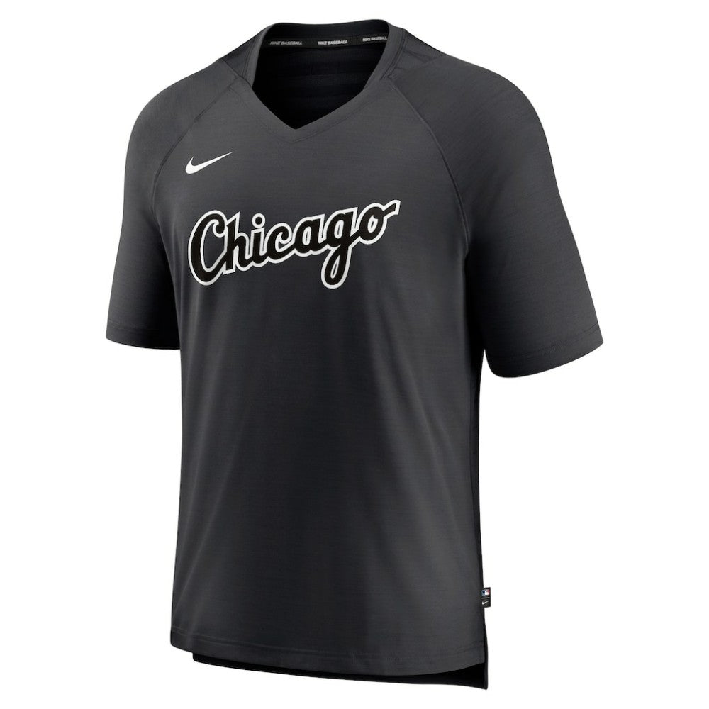 Chicago White Sox Authentic Collection Pregame Raglan Performance V-Neck T-Shirt Black