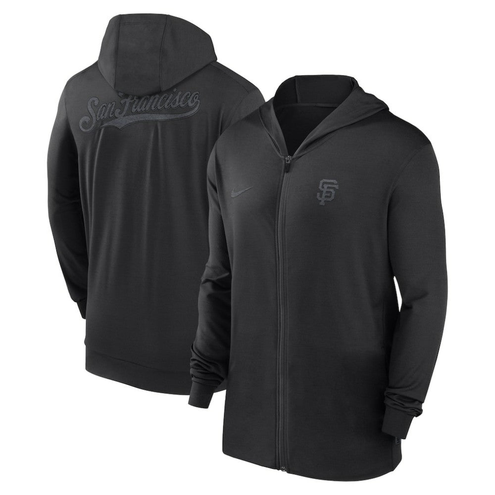 San Francisco Giants Authentic Collection Travel Performance Lightweight Full-Zip Hoodie Black