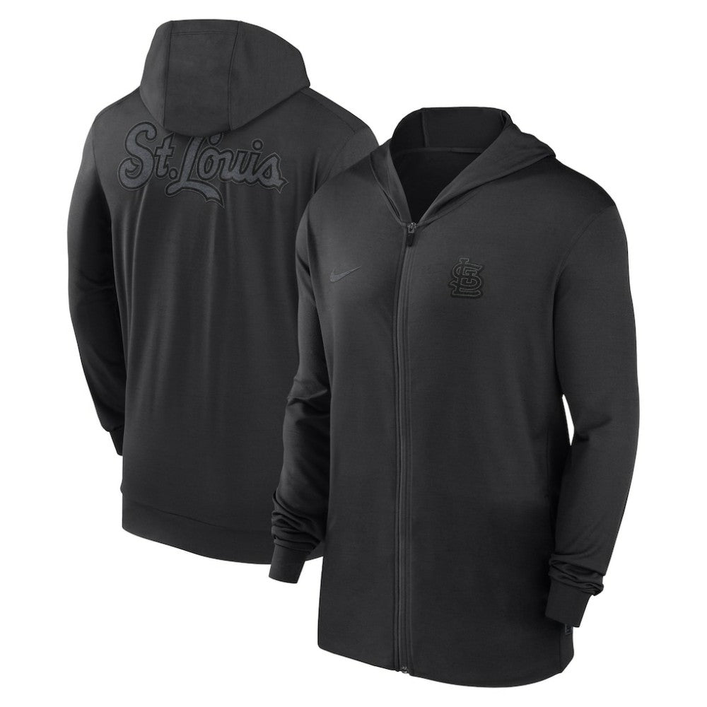 St. Louis Cardinals Authentic Collection Travel Performance Lightweight Full-Zip Hoodie Black