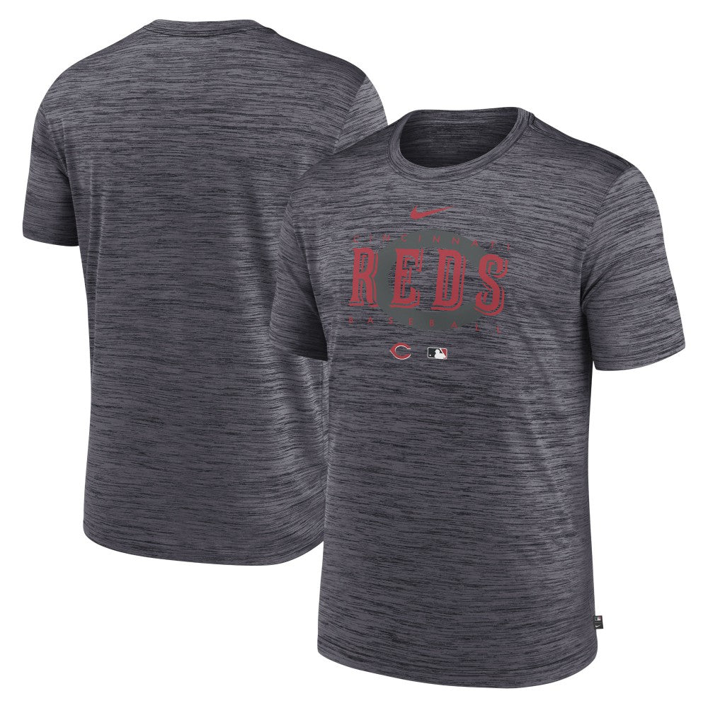 Cincinnati Reds Authentic Collection Velocity Performance Practice T-Shirt Heather Charcoal