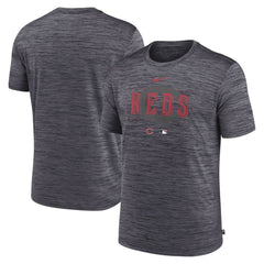 Cincinnati Reds Authentic Collection Velocity Performance Practice T-Shirt Heather Charcoal