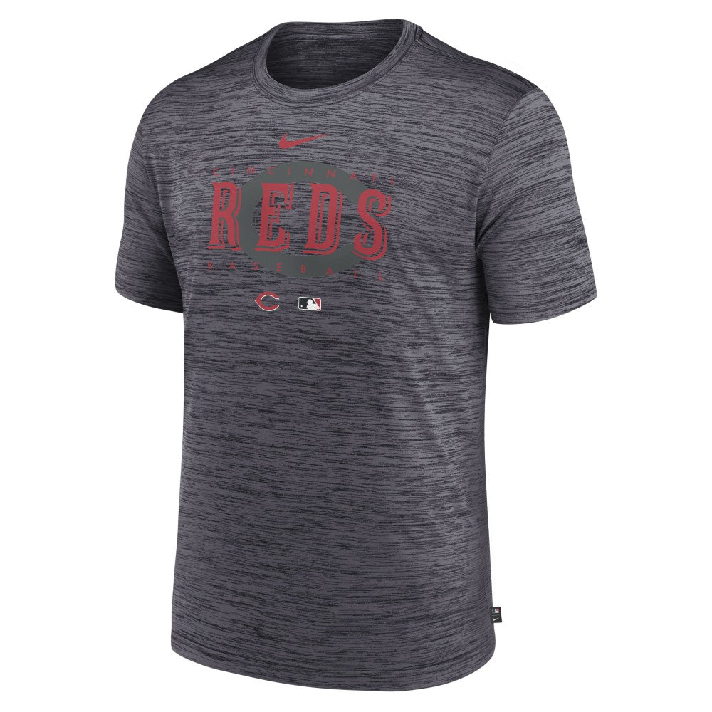 Cincinnati Reds Authentic Collection Velocity Performance Practice T-Shirt Heather Charcoal