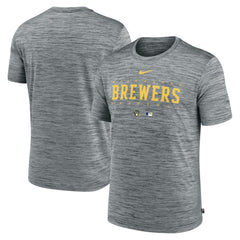 Milwaukee Brewers Authentic Collection Velocity Performance Practice T-Shirt Heather Gray
