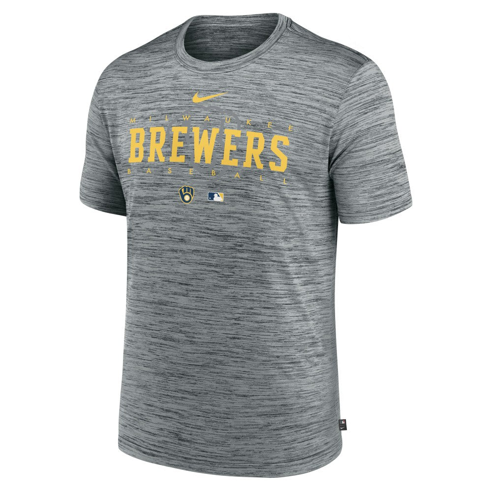 Milwaukee Brewers Authentic Collection Velocity Performance Practice T-Shirt Heather Gray