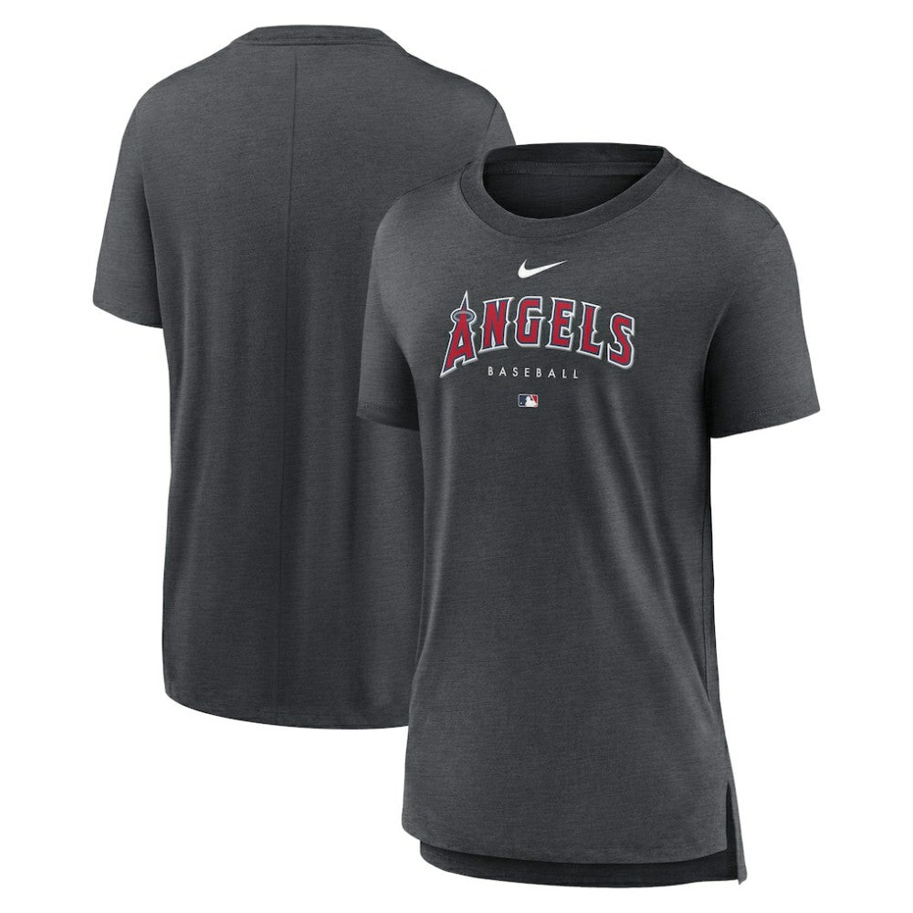 Los Angeles Angels Women's Authentic Collection Early Work Tri-Blend T-Shirt Heather Charcoal