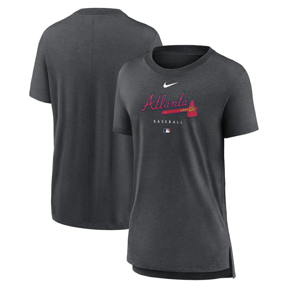 Atlanta Braves Women's Authentic Collection Early Work Tri-Blend T-Shirt Heather Charcoal