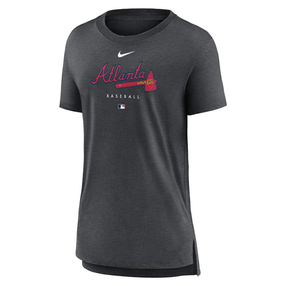 Atlanta Braves Women's Authentic Collection Early Work Tri-Blend T-Shirt Heather Charcoal