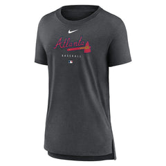 Atlanta Braves Women's Authentic Collection Early Work Tri-Blend T-Shirt Heather Charcoal