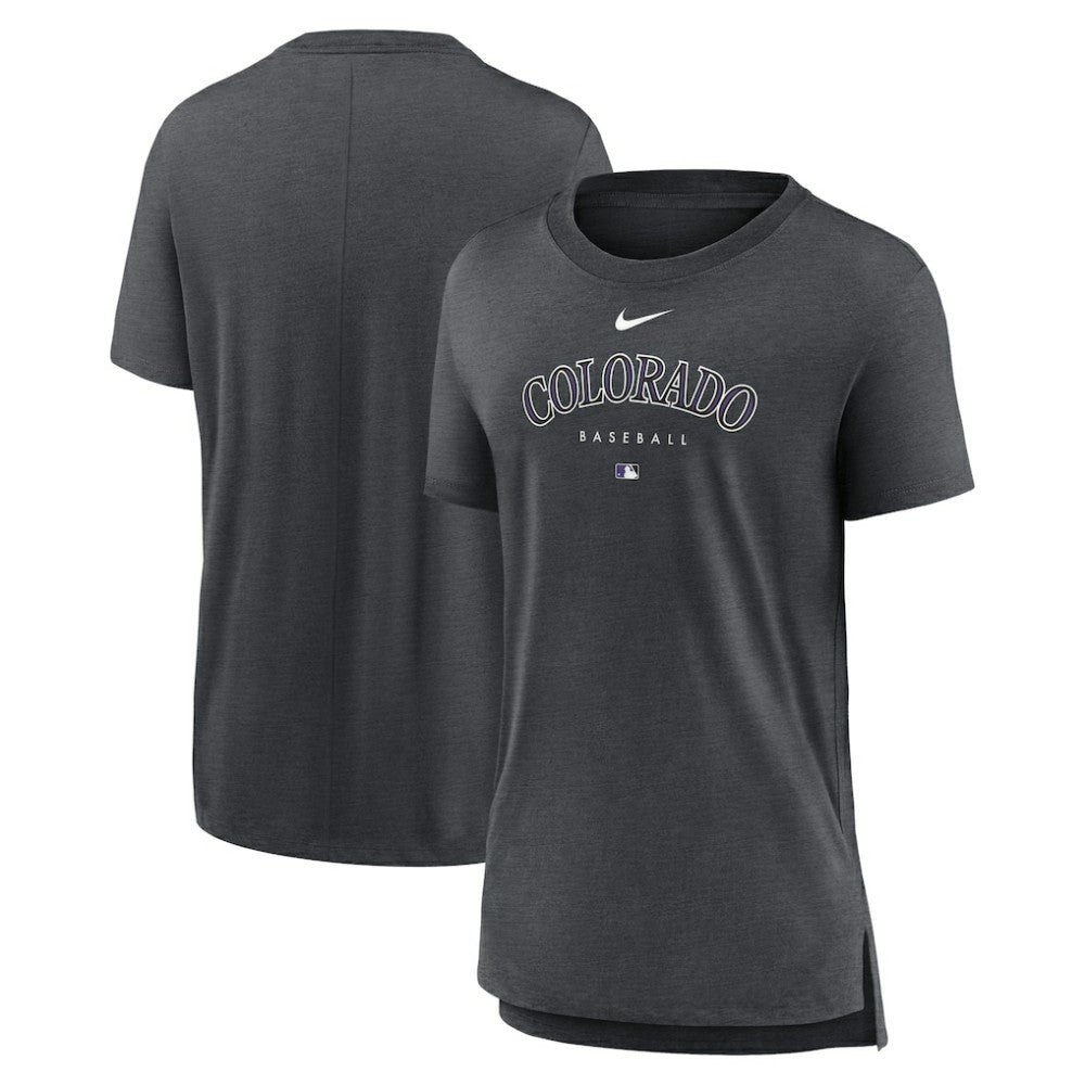 Colorado Rockies Women's Authentic Collection Early Work Tri-Blend T-Shirt Heather Charcoal