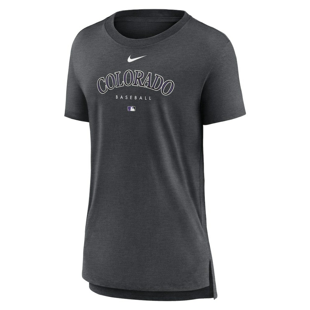 Colorado Rockies Women's Authentic Collection Early Work Tri-Blend T-Shirt Heather Charcoal