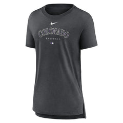 Colorado Rockies Women's Authentic Collection Early Work Tri-Blend T-Shirt Heather Charcoal