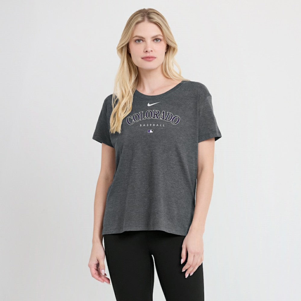 Colorado Rockies Women's Authentic Collection Early Work Tri-Blend T-Shirt Heather Charcoal