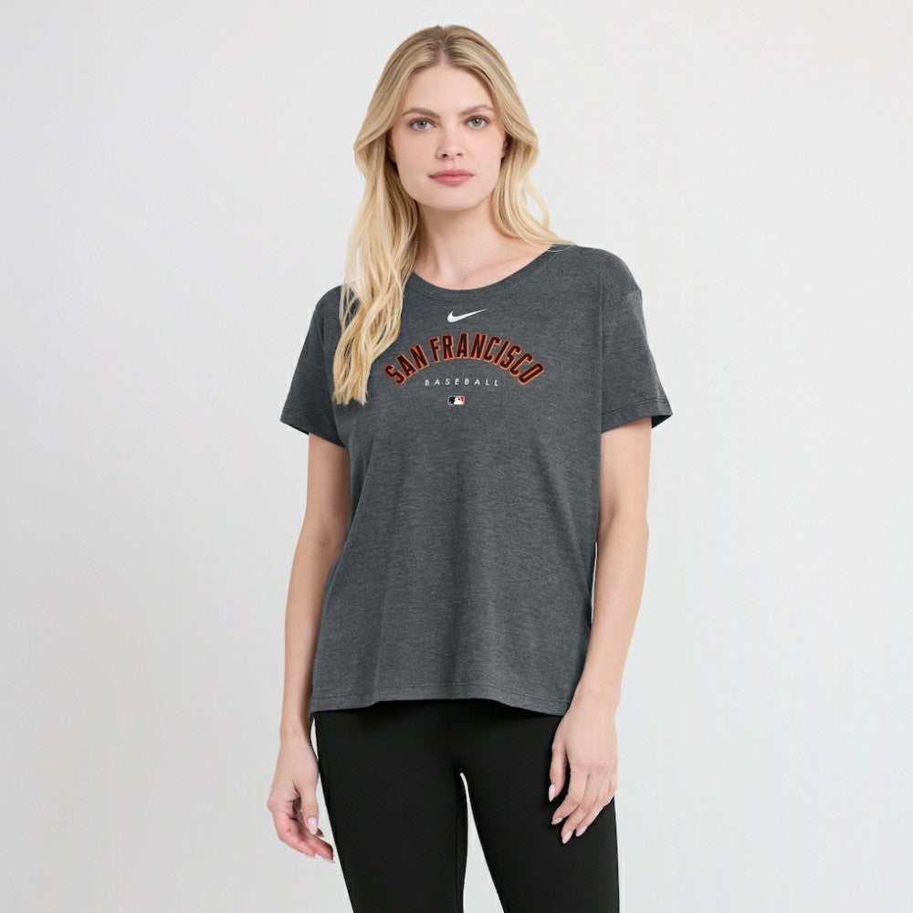 San Francisco Giants Women's Authentic Collection Early Work Tri-Blend T-Shirt Heather Charcoal