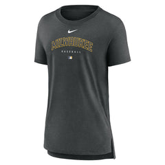 Milwaukee Brewers Women's Authentic Collection Early Work Tri-Blend T-Shirt Heather Charcoal