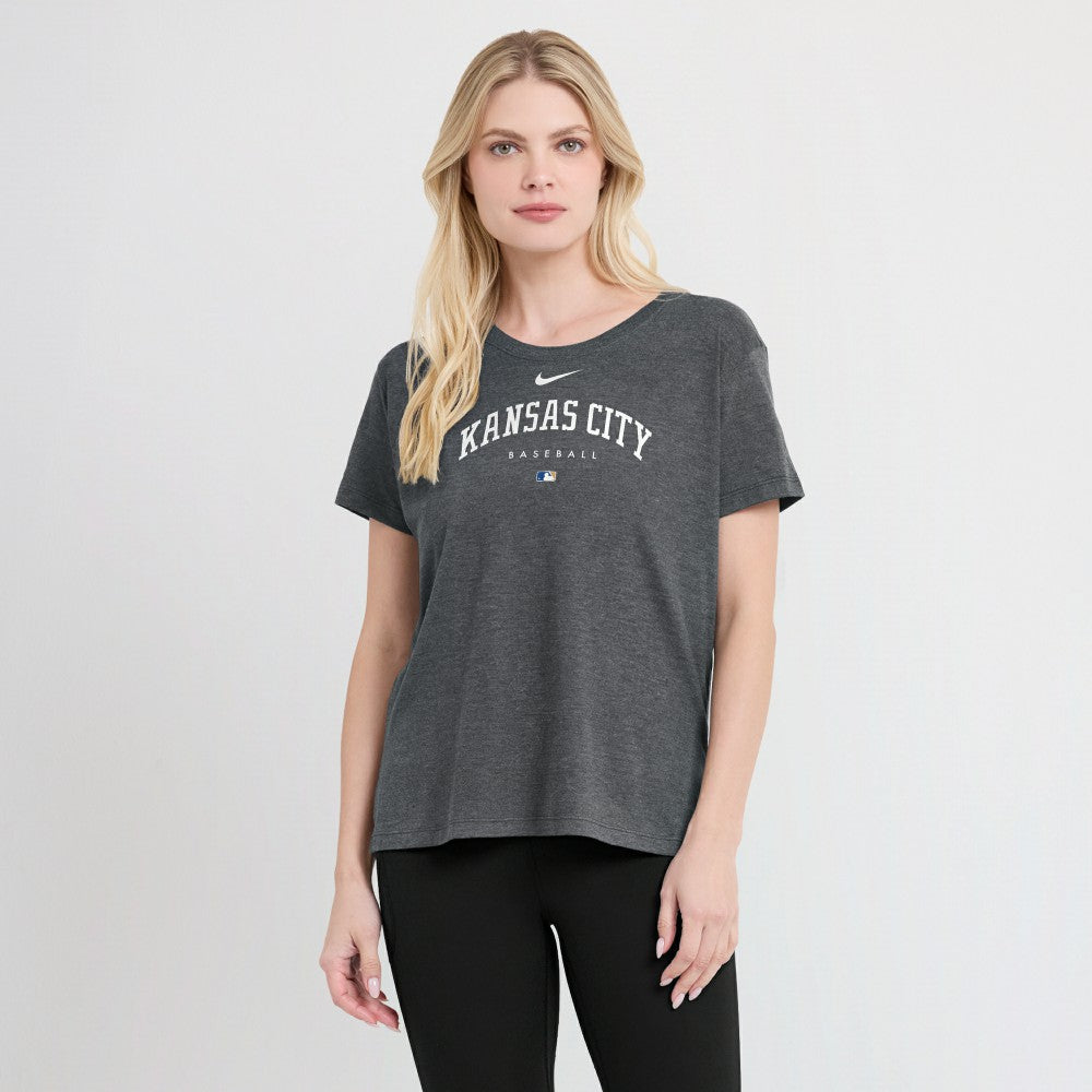 Kansas City Royals Women's Authentic Collection Early Work Tri-Blend T-Shirt Heather Charcoal