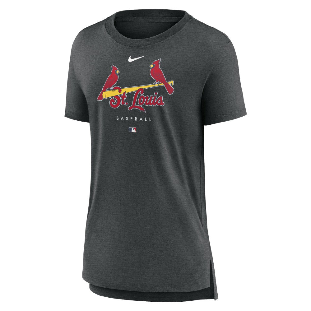 St. Louis Cardinals Women's Authentic Collection Early Work Tri-Blend T-Shirt Heather Charcoal