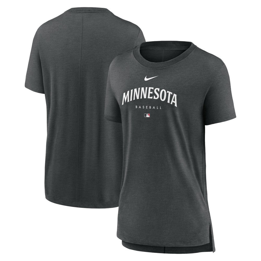 Minnesota Twins Women's Authentic Collection Early Work Tri-Blend T-Shirt Heather Charcoal