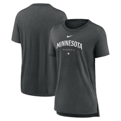 Minnesota Twins Women's Authentic Collection Early Work Tri-Blend T-Shirt Heather Charcoal