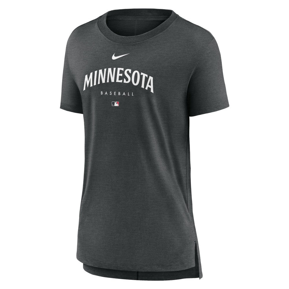 Minnesota Twins Women's Authentic Collection Early Work Tri-Blend T-Shirt Heather Charcoal