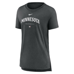 Minnesota Twins Women's Authentic Collection Early Work Tri-Blend T-Shirt Heather Charcoal