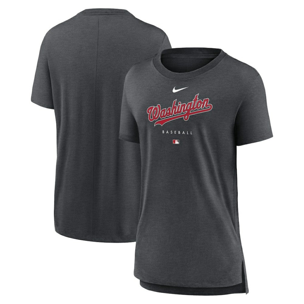 Washington Nationals Women's Authentic Collection Early Work Tri-Blend T-Shirt Heather Charcoal