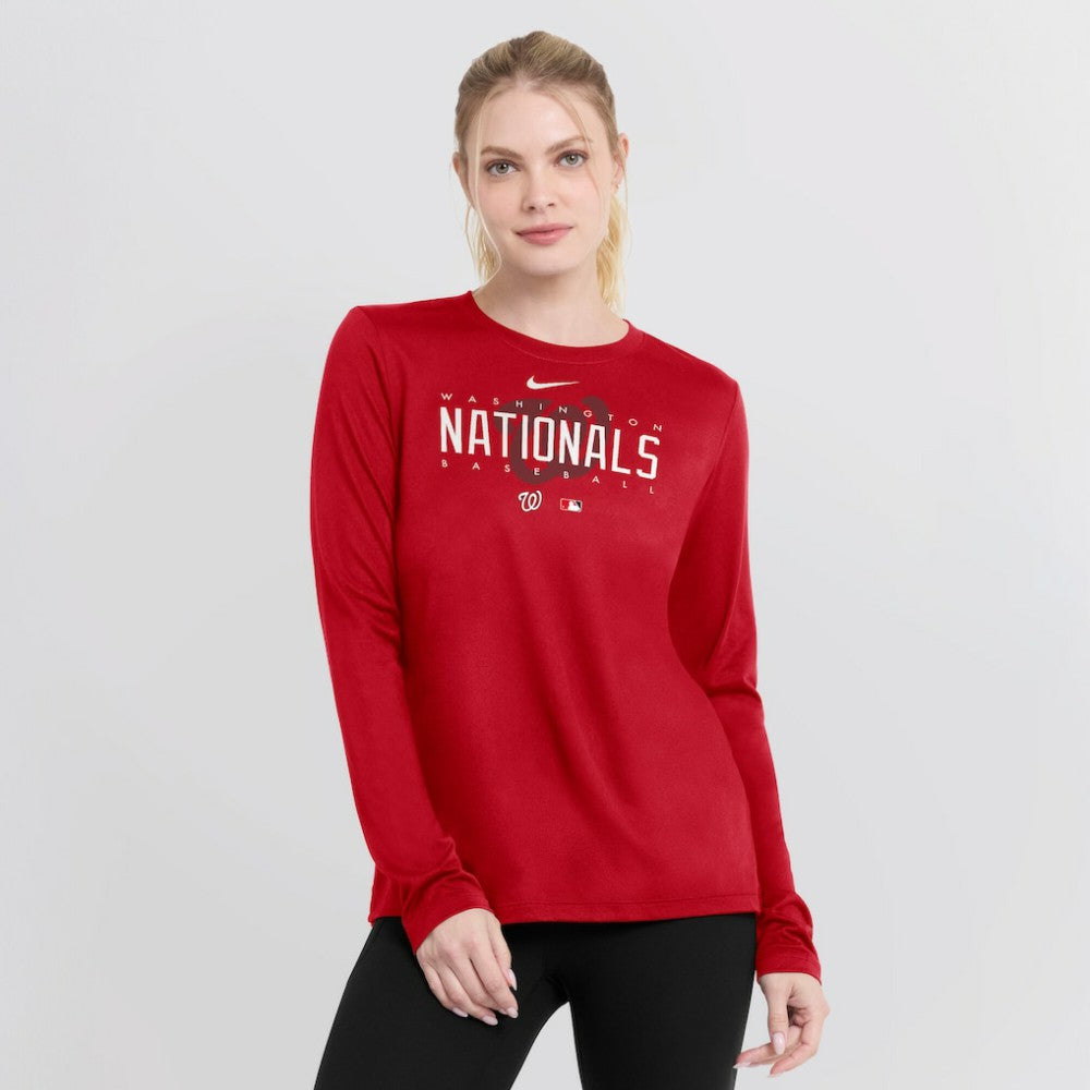 Washington Nationals Women's Authentic Collection Legend Performance Long Sleeve T-Shirt Red