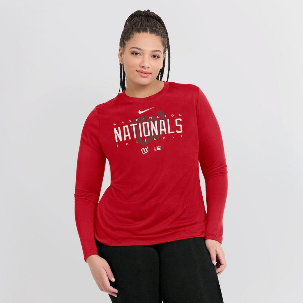 Washington Nationals Women's Authentic Collection Legend Performance Long Sleeve T-Shirt Red