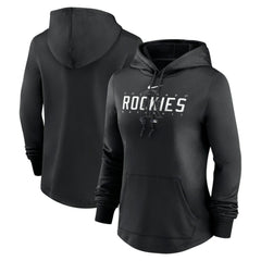 Colorado Rockies Women's Authentic Collection Pregame Performance Pullover Hoodie Black