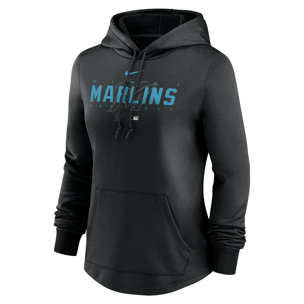 Miami Marlins Women's Authentic Collection Pregame Performance Pullover Hoodie Black