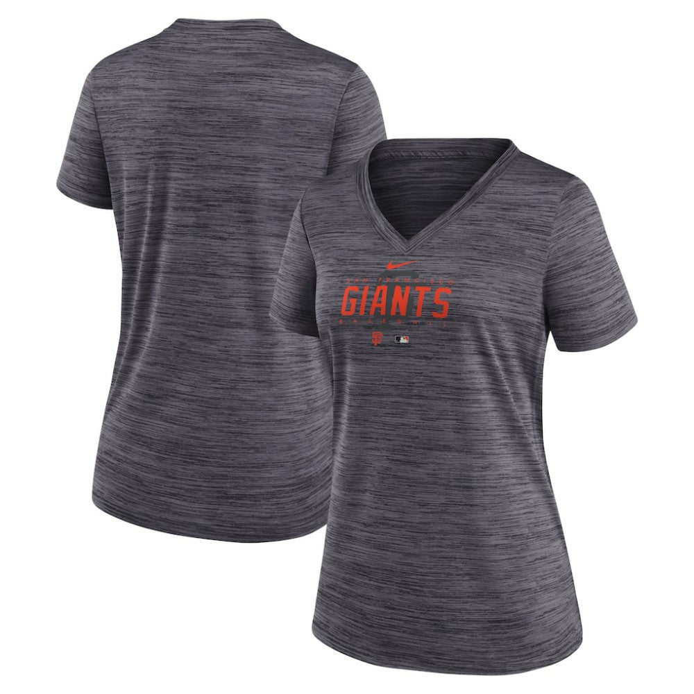 San Francisco Giants Women's Authentic Collection Velocity Practice Performance V-Neck T-Shirt Black