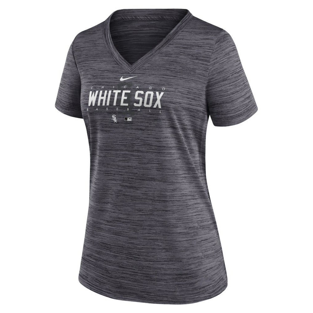 Chicago White Sox Women's Authentic Collection Velocity Practice Performance V-Neck T-Shirt Black