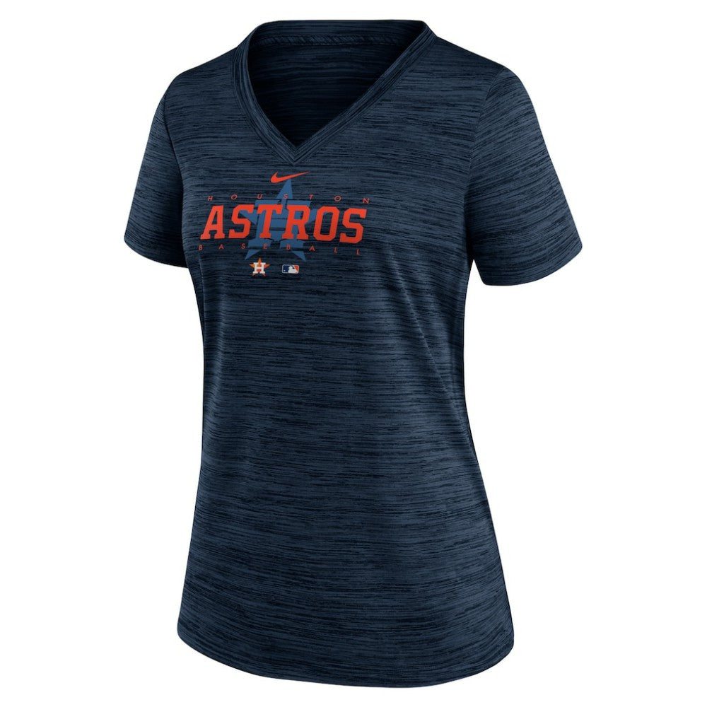 Houston Astros Women's Authentic Collection Velocity Practice Performance V-Neck T-Shirt Navy