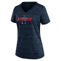 Houston Astros Women's Authentic Collection Velocity Practice Performance V-Neck T-Shirt Navy