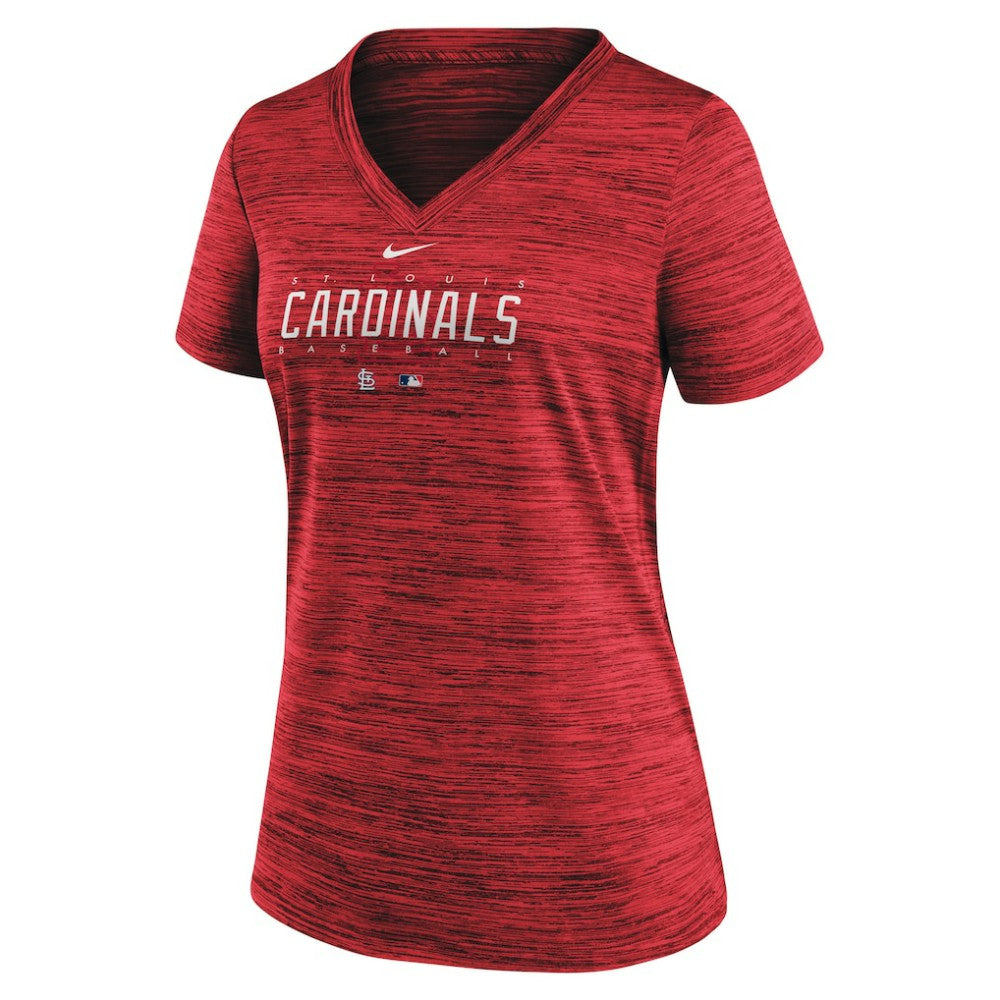St. Louis Cardinals Women's Authentic Collection Velocity Practice Performance V-Neck T-Shirt Red