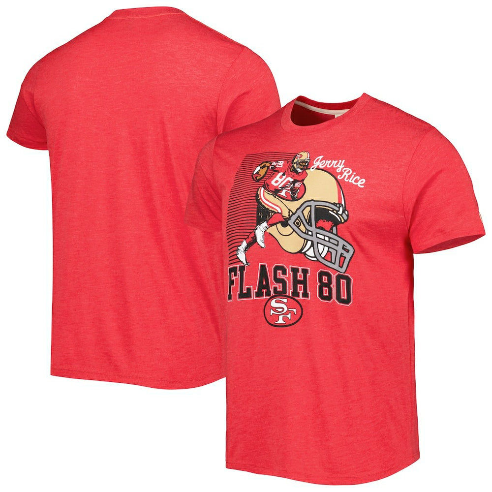 Jerry Rice San Francisco 49ers Homage Unisex Caricature Retired Player Tri-Blend T-Shirt - Scarlet for sale