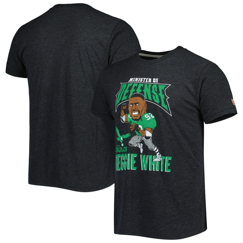 Reggie White Philadelphia Eagles Homage Unisex Unisex Caricature Retired Player Tri-Blend T-Shirt - Heather Black on sale
