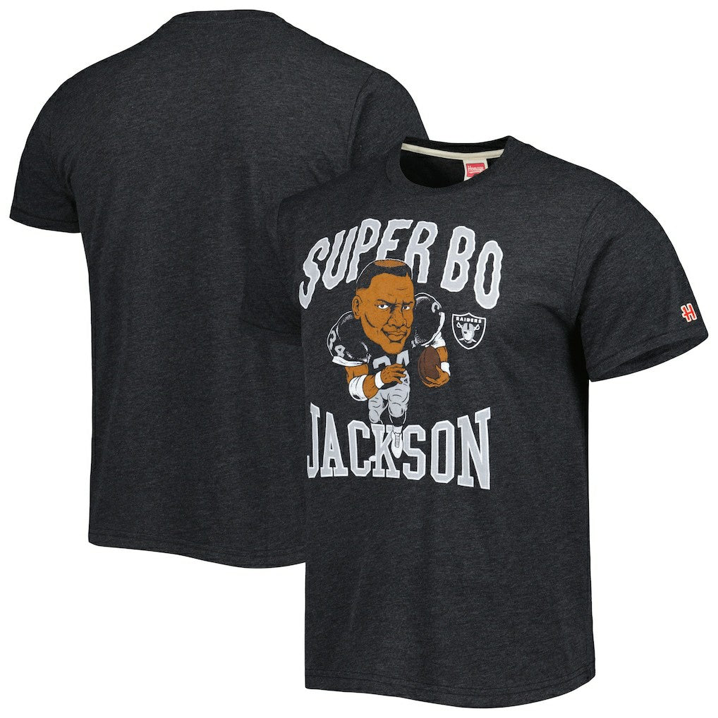 Bo Jackson Las Vegas Raiders Homage Unisex Unisex Caricature Retired Player Tri-Blend T-Shirt - Heather Black outlet