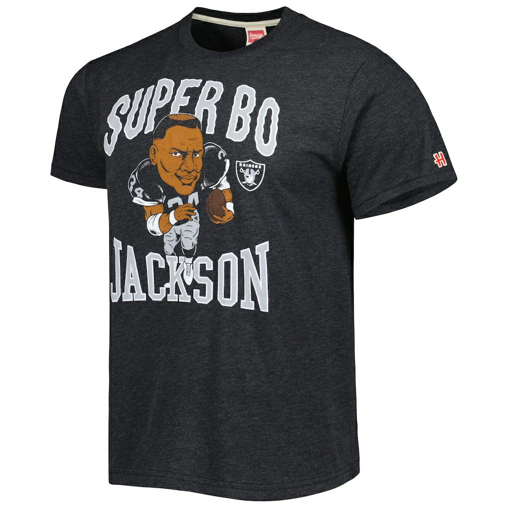 Bo Jackson Las Vegas Raiders Homage Unisex Unisex Caricature Retired Player Tri-Blend T-Shirt - Heather Black outlet