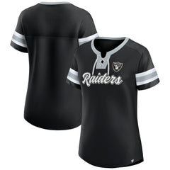 Las Vegas Raiders Women's Plus Size Original State Lace-Up T-Shirt - Black for sale