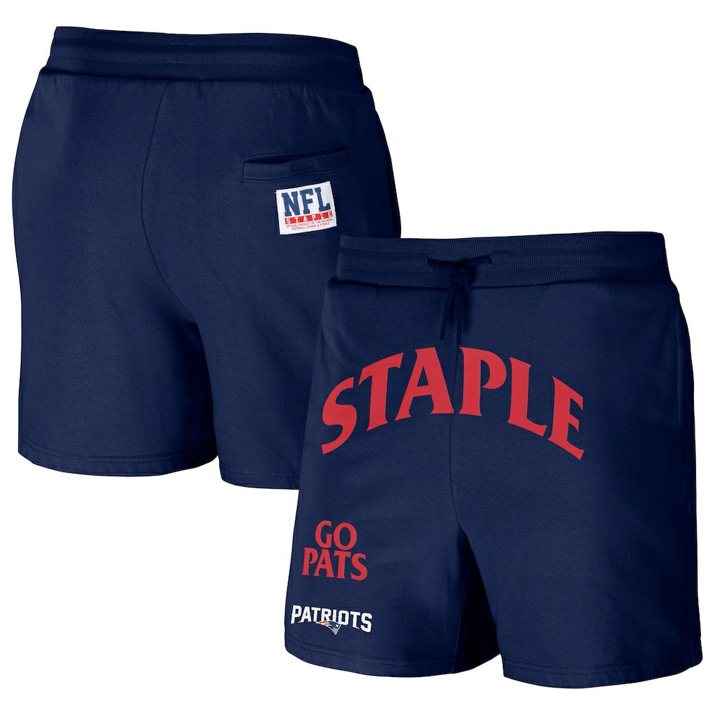 New England Patriots NFL x Staple Throwback Vintage Wash Fleece Shorts - Navy discount